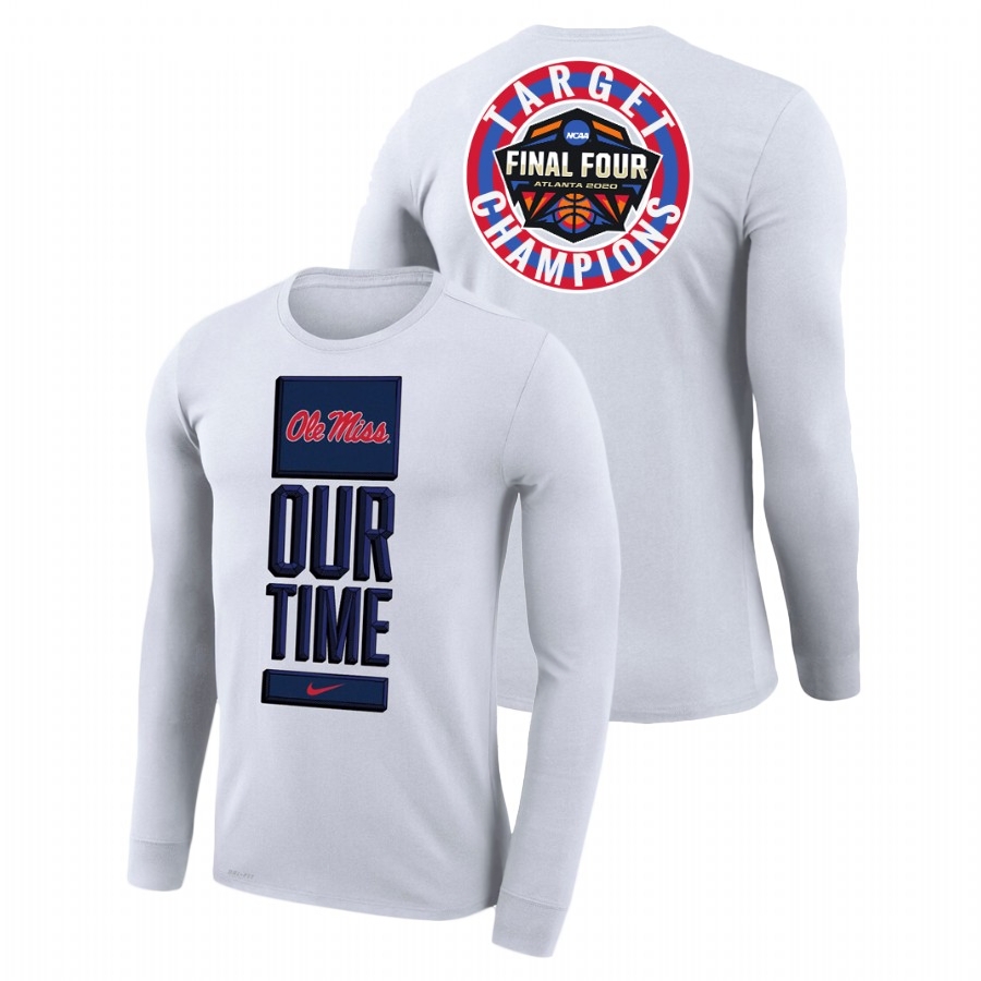 Ole Miss Rebels Men's NCAA White March Madness 2020 Target Final Four Our Time College Football T-Shirt QMS4849JU